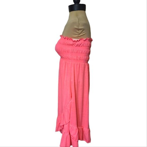 OP Neon Pink Strapless Summer Beach Dress Size Small - Picture 3 of 5